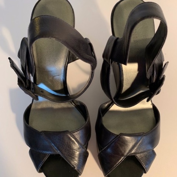 Nine West Black Sandals with Wood Wedges - Picture 5 of 8
